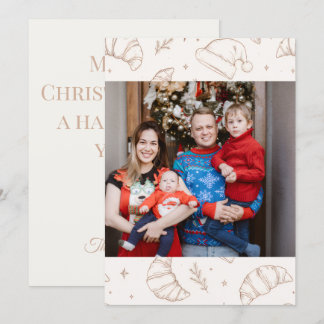 Cartes Pour Fêtes Annuelles Joli motif de croissant de boulangerie de Noël