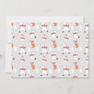 Cartes Pour Fêtes Annuelles Joli motif d'ours polaire renne et bonhomme de nei