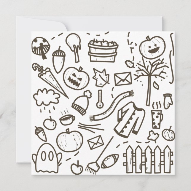 Cartes Pour Fêtes Annuelles Joli motif sans couture de doodle Halloween, Hallo (Devant)
