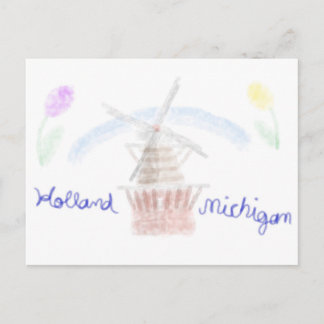 Cartes Pour Fêtes Annuelles Joli moulin à vent de Holland Michigan à l'aquarel