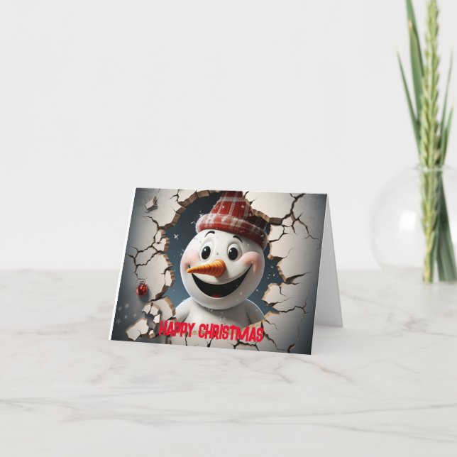 Cartes Pour Fêtes Annuelles Joli Noël à Snowman 3D (Devant)