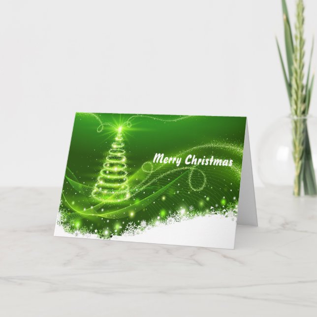 Cartes Pour Fêtes Annuelles Joli Noël de neige aux arbres verts (Devant)