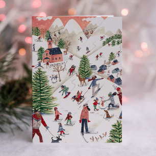 Cartes Pour Fêtes Annuelles Joli Noël d'hiver nordique rose