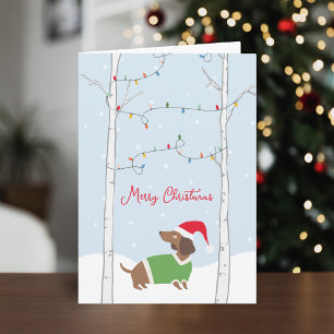Cartes Pour Fêtes Annuelles Joli Noël hiver Dachshund