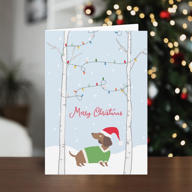 Cartes Pour Fêtes Annuelles Joli Noël hiver Dachshund (Créateur téléchargé)