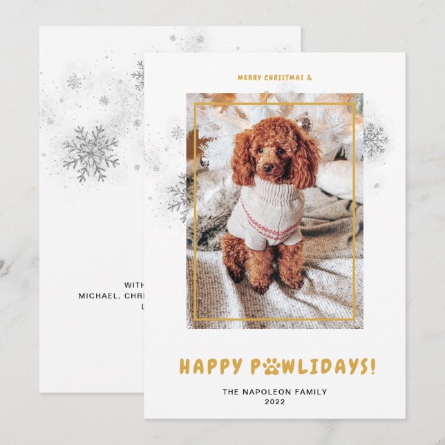 Cartes Pour Fêtes Annuelles Joli Noël Joyeux Joyeux PAWlidays Photo Animaux (Devant / Derrière)