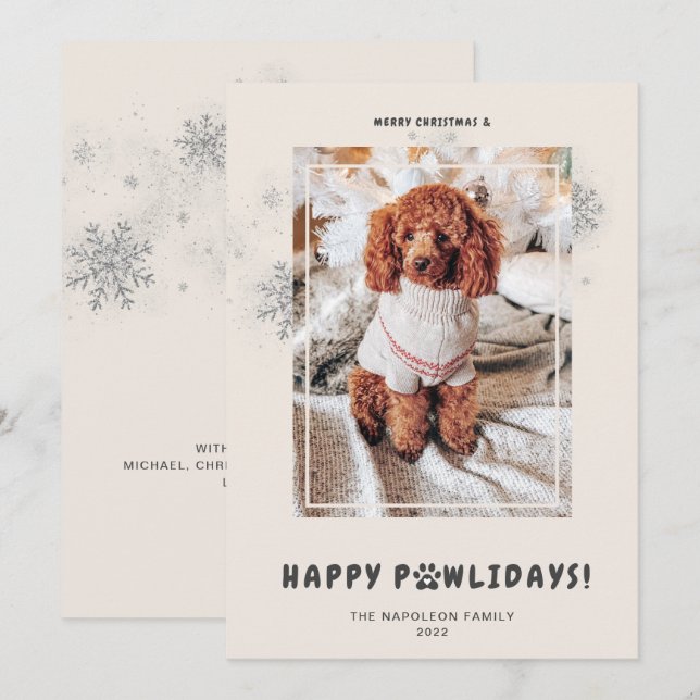 Cartes Pour Fêtes Annuelles Joli Noël Joyeux Joyeux PAWlidays Photo Animaux (Devant / Derrière)