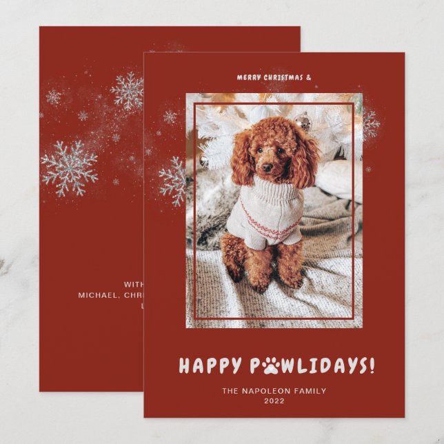 Cartes Pour Fêtes Annuelles Joli Noël Joyeux Joyeux PAWlidays Photo Animaux (Devant / Derrière)
