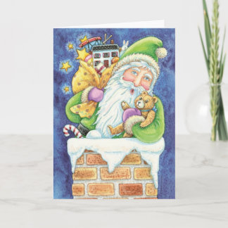 Cartes Pour Fêtes Annuelles Joli Noël, Père Noël dans la cheminée avec des jou