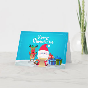 Cartes Pour Fêtes Annuelles Joli Noël Père Noël Reindeer Personnalisé