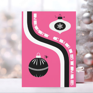 Cartes Pour Fêtes Annuelles Joli Noël Rose Et Noir Retro
