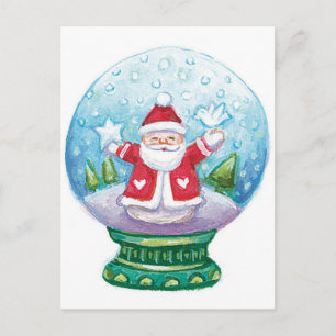 Cartes Pour Fêtes Annuelles Joli Noël Snowglobe Père Noël, Étoile, Oiseau