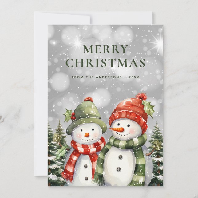 Cartes Pour Fêtes Annuelles Joli Noël Snowman (Devant)