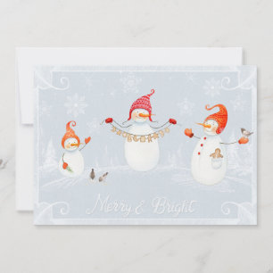 Cartes Pour Fêtes Annuelles Joli Noël Snowmen Joyeux et lumineux
