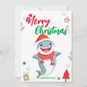 Cartes Pour Fêtes Annuelles Joli nom de famille de Noël de requin de poisson m