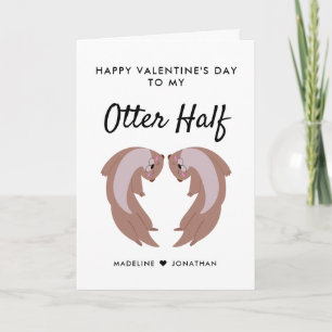 Cartes Pour Fêtes Annuelles Joli Otter Otter Moitié Joyeux Valentines Jour Vac