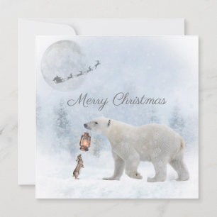 Cartes Pour Fêtes Annuelles Joli Ours Polaire Lapin sauvage Père Noël Noël d'h