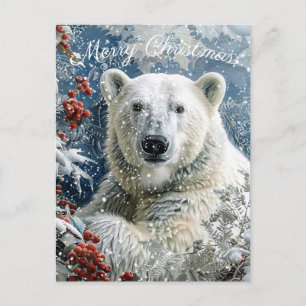 Cartes Pour Fêtes Annuelles Joli Ours polaire Noël d'hiver