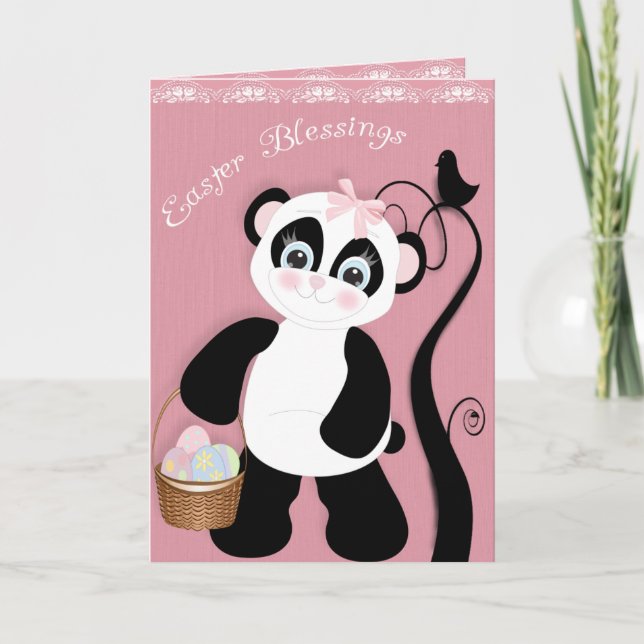 Cartes Pour Fêtes Annuelles Joli panda de Pâques (Devant)