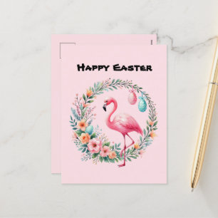 Cartes Pour Fêtes Annuelles Joli Pâques rose flamingo ajouter le message Vacan