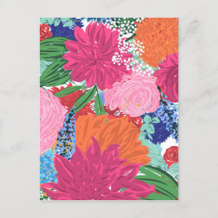 Cartes Pour Fêtes Annuelles Joli Peint À La Main Fleurs Colorées
