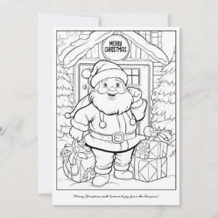 Cartes Pour Fêtes Annuelles Joli Père Noël à la maison de famille Art Coloriag