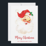 Cartes Pour Fêtes Annuelles Joli Père Noël vintage Noël<br><div class="desc">Pas de photo nécessaire pour cette jolie carte de Noël avec un Père Noël vintage et "Joyeux Noël" accompagné du nom de votre famille et de l'année en rouge. Cette carte de Noël sans photo est sûre d'envoyer la joie des fêtes à vos proches.</div>