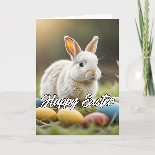 Cartes Pour Fêtes Annuelles Joli Petit Lapin De Pâques (Devant)