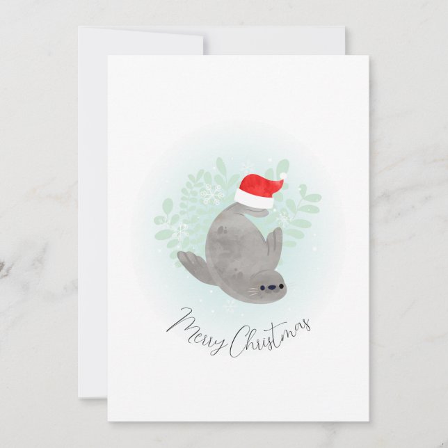 Cartes Pour Fêtes Annuelles Joli phoque de Noël (Devant)