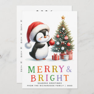 Cartes Pour Fêtes Annuelles Joli pingouin Noël coloré Joyeux et lumineux