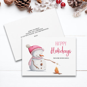 Cartes Pour Fêtes Annuelles Joli Pink Vacances Snowman