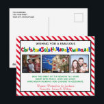 Cartes Pour Fêtes Annuelles Joli Politiquement Correct Drôle 3 Photo<br><div class="desc">Cette carte postale de vacances amusante présente une vision humoristique de la correction politique. La carte comporte trois photos et la légende se lit : Joyeux ChristHanouKwanzaa ! - fusionnant les mots Noël Solstice Hanukkah et Kwanzaa en un seul long mot drôle. Le message se lit : Que l'esprit de...</div>