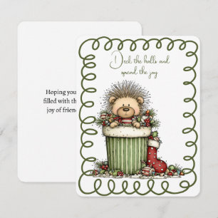 Cartes Pour Fêtes Annuelles Joli porc-épic dans une boîte de décorations