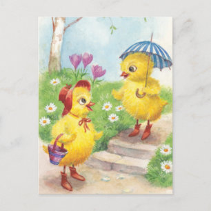 Cartes Pour Fêtes Annuelles Joli poussin de Pâques vintage