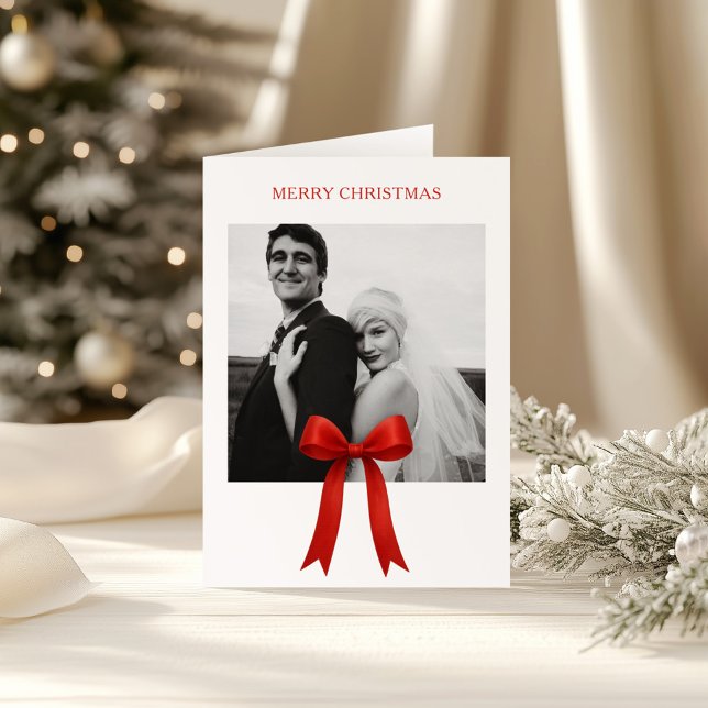 Cartes Pour Fêtes Annuelles Joli Red Bow photo Joyeux Noël (Créateur téléchargé)