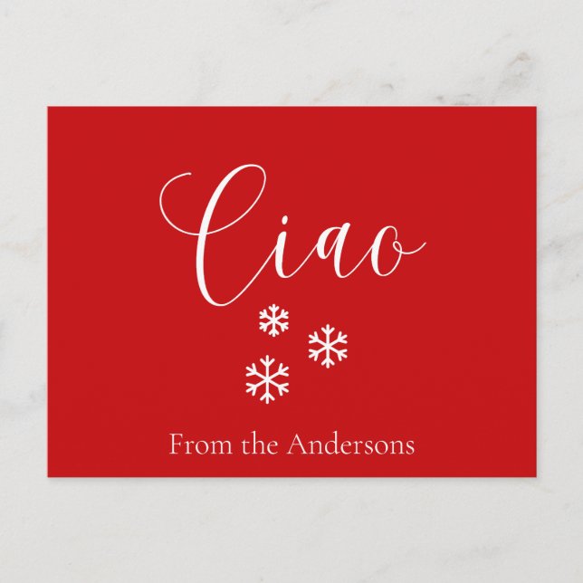 Cartes Pour Fêtes Annuelles Joli Red Ciao Joyeux voeux Noël (Devant)
