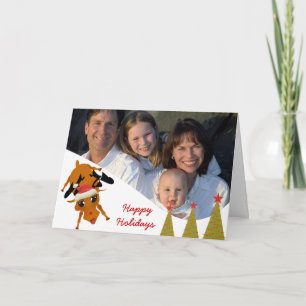 Cartes Pour Fêtes Annuelles Joli Renne avec photo de famille ou photo de coupl