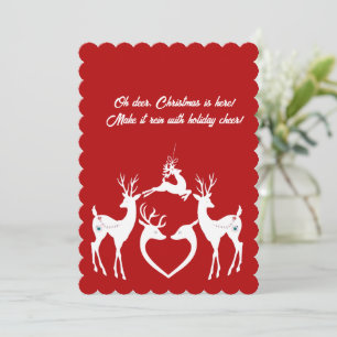 Cartes Pour Fêtes Annuelles Joli renne de Noël Blanc Père Noël Helper Red Fun