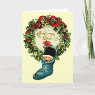 Cartes Pour Fêtes Annuelles Joli réveil de Noël, Petit Enfant, Mistletoes