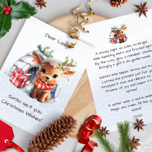 Cartes Pour Fêtes Annuelles Joli Rhyme Reindeer Poème Snowfalks Enfants Noël