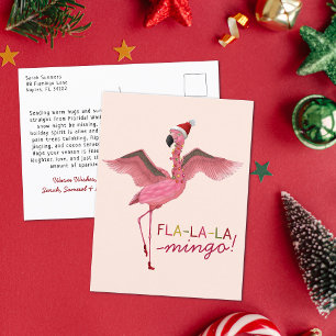 Cartes Pour Fêtes Annuelles Joli rose Tropical Floride Flamant rose Noël