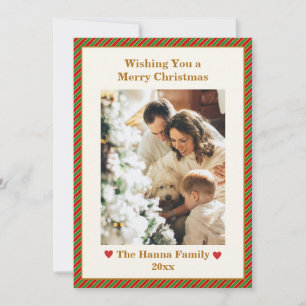 Cartes Pour Fêtes Annuelles Joli rouge, vert et or Photo Joyeux Noël