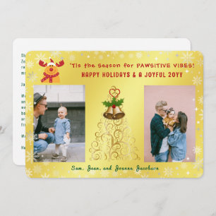 Cartes Pour Fêtes Annuelles Joli Rudolph 2 Photos Joyeuses Vacances Golden