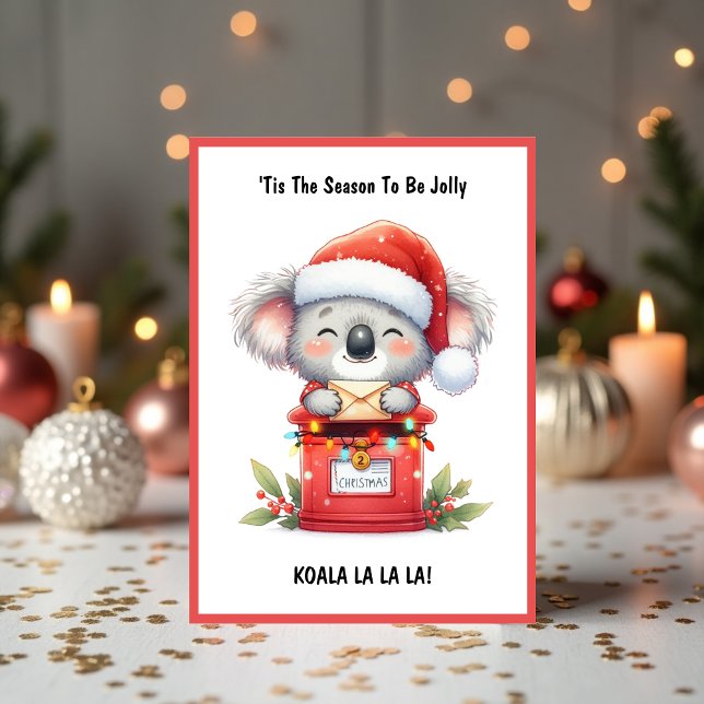 Cartes Pour Fêtes Annuelles Joli Santa Koala La La La - Noël Australien (Adorable Santa Koala La La La - Aussie Christmas Holiday Card)