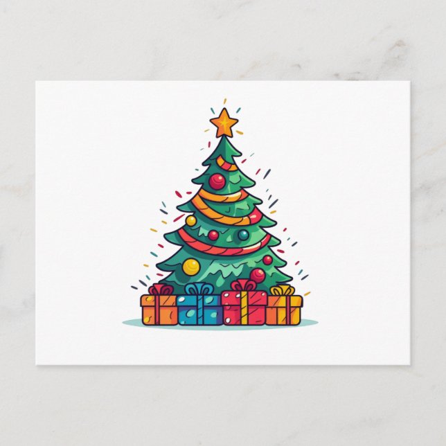 Cartes Pour Fêtes Annuelles Joli sapin de Noël avec cadeaux (Devant)