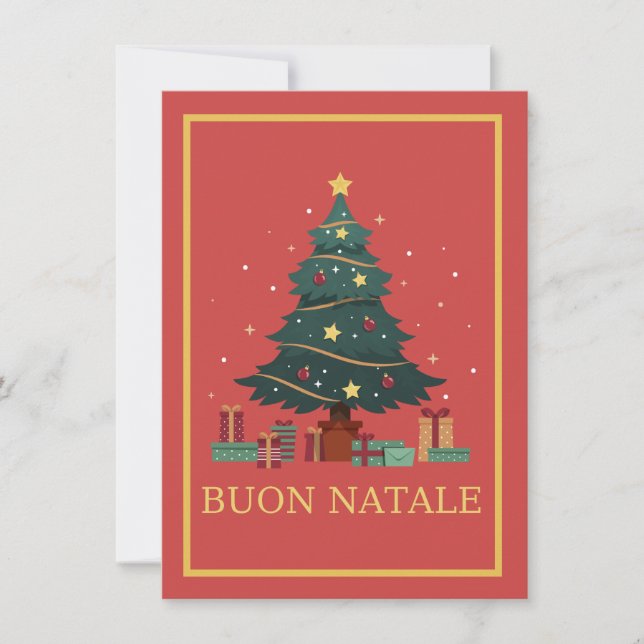 Cartes Pour Fêtes Annuelles Joli sapin de Noël Buon Natale voeux de vacances (Devant)