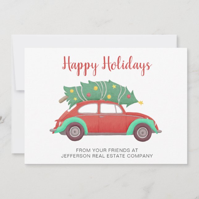 Cartes Pour Fêtes Annuelles Joli sapin de Noël Voiture Entreprise (Devant)