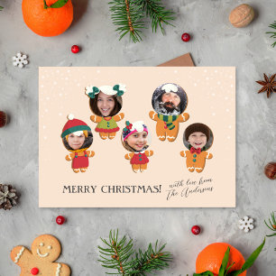 Cartes Pour Fêtes Annuelles Joli script et Noël Gingerbread Famille Photo