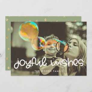 Cartes Pour Fêtes Annuelles Joli Script Joyeux Voeux Famille Photo Noël