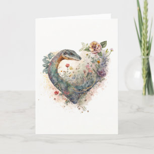 Cartes Pour Fêtes Annuelles Joli serpent aux fleurs violettes Saint-Valentin